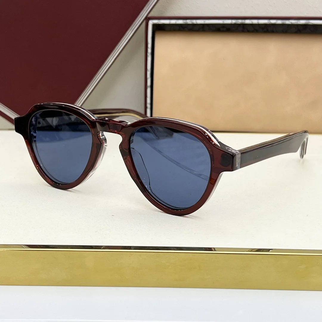 HATFIELD Oval Acetate Sunglasses Vintage Retro UV400 Eyewear for Men and Women Fashion Outdoor Shades