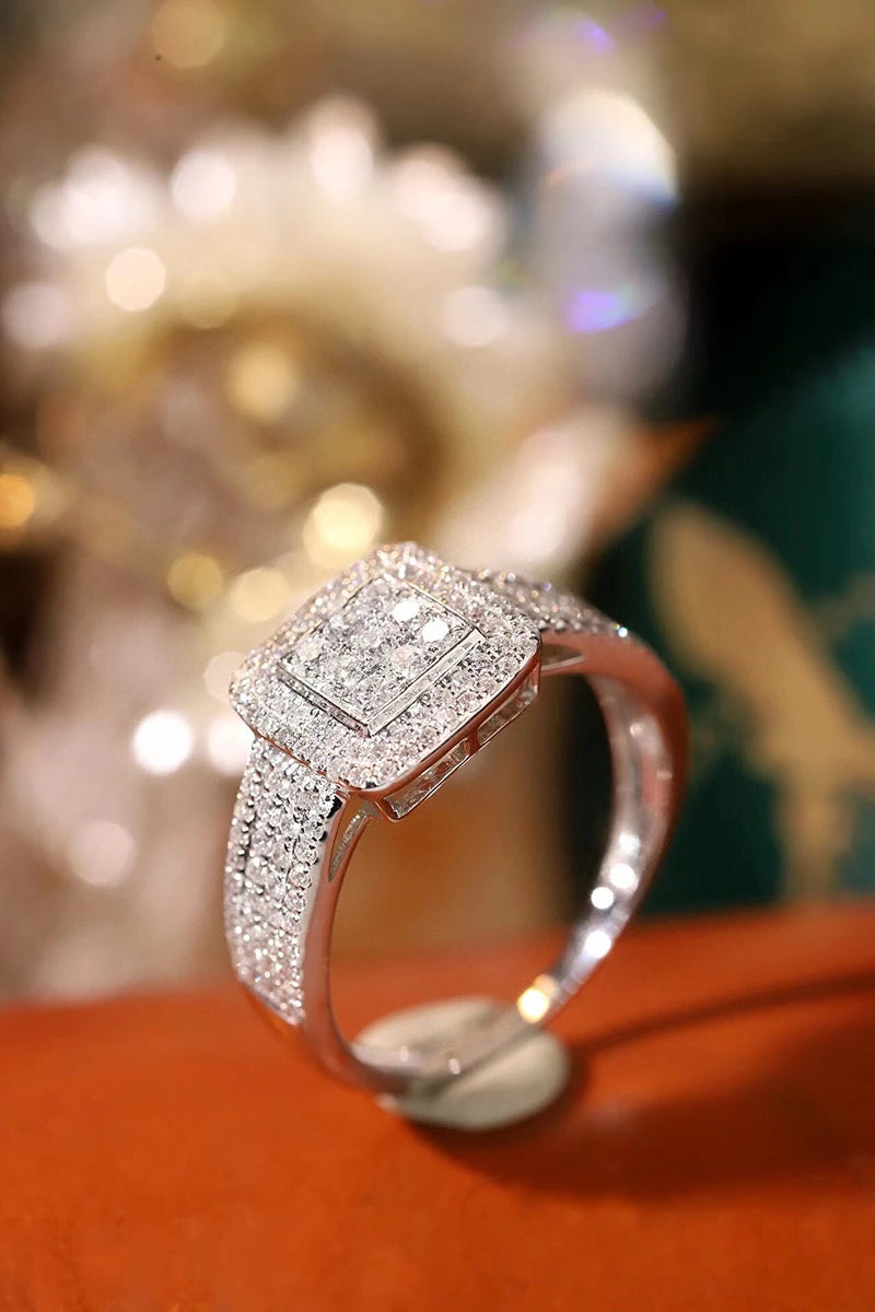 KUGG 100% 18K White Gold Rings Women 0.60carat Real Natural Diamond Engagement Ring Fashion Geometric Design High Party Jewelry