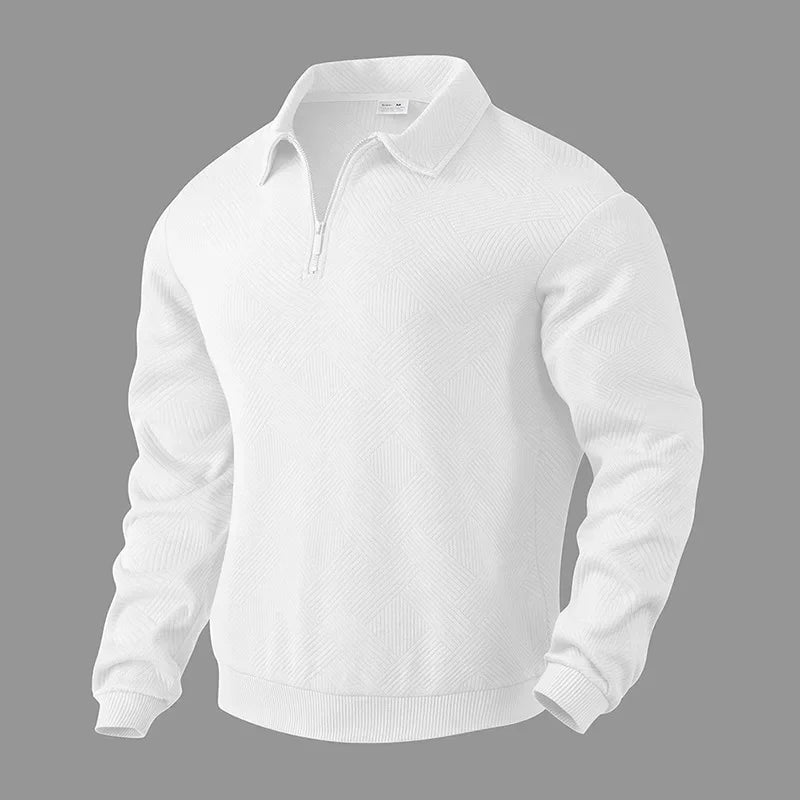 Men's Long-Sleeved Lapel Zipper Polo Shirt Casual Loose Top for Autumn 2025 Cross-Border Popular Style