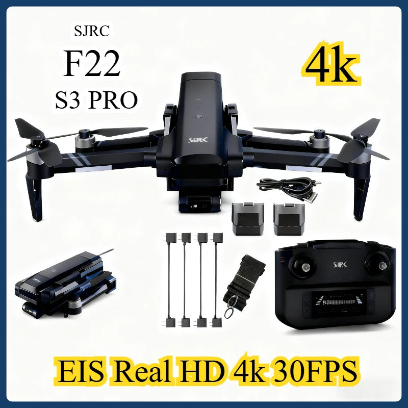 SJRC F22 S3 PRO Drone 4K Professional Camera GPS HD 5G WiFi FPV 3-Axis Gimbal EIS Brushless Foldable RC Quadcopter Toys For Kids