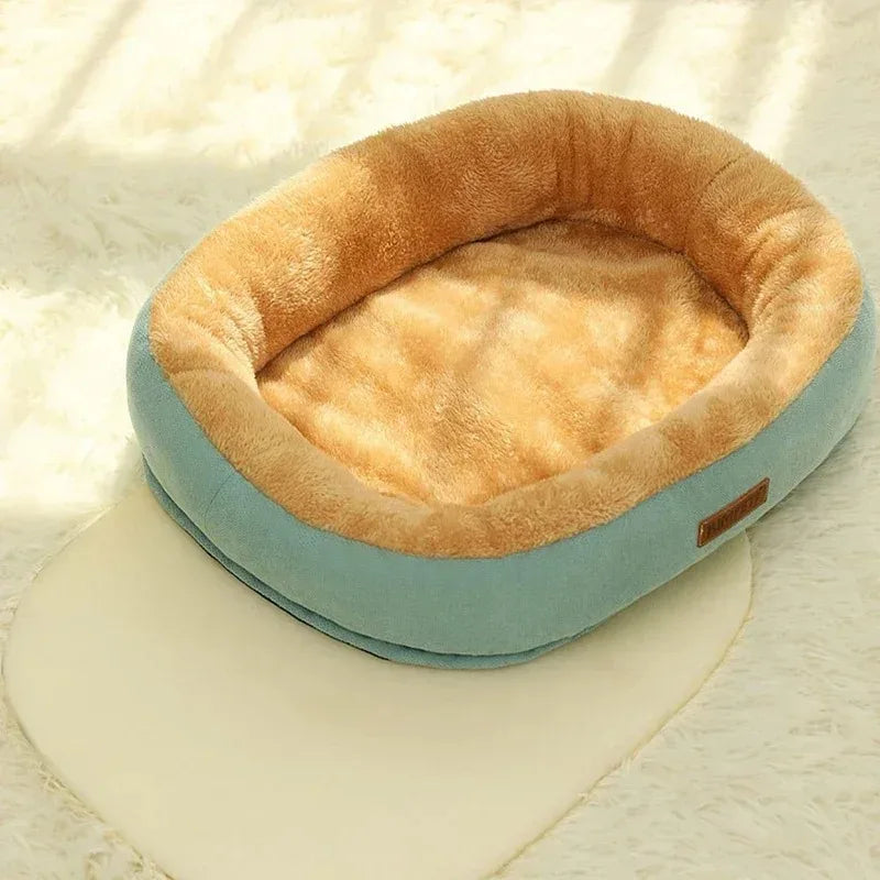 Warm Puppy Bed for Winter Cats Plush Goods Fluffy Beds Pet Accessories Houses Cushions Habitats Dog Mat Basket Supplies Kitten