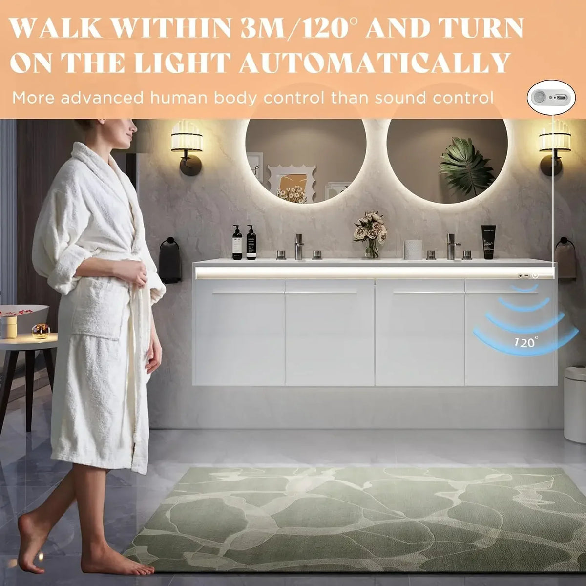 60"LED Floating Bathroom Double Vanity with Sink Combo, Modern High Gloss Wall Mounted Bathroom Storage Cabinet with 3 Hole Sink