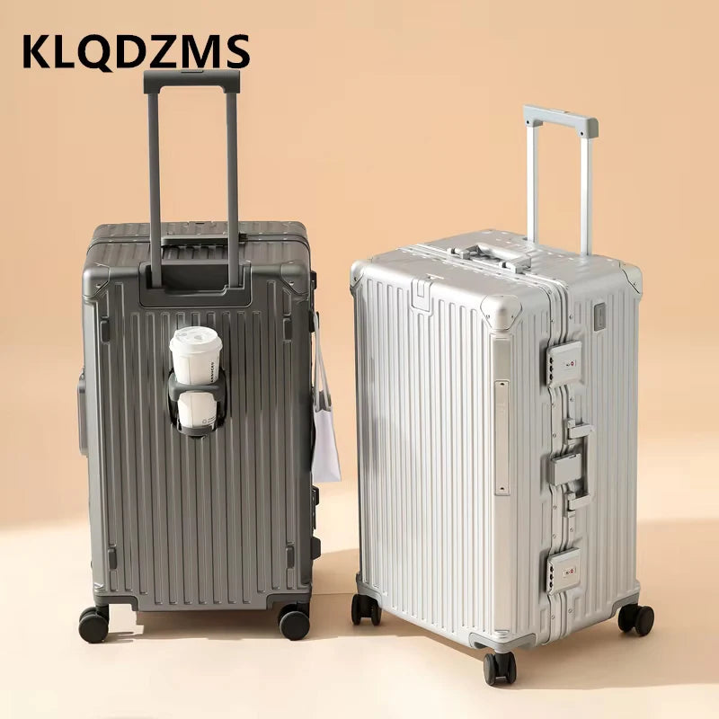 KLQDZMS Luggage 26"29"32 Inch Large Capacity Aluminum Frame Cart Case Cart Style Travel Bag Universal Wheel Rolling Suitcase