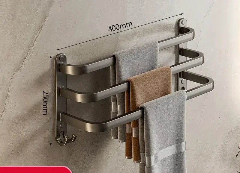 Gun Gray Towel Rack Non Perforated  Bathroom Wall Mounted Bathroom Towel Hanging Pole Storage Rac  Bathroom Storage Rack
