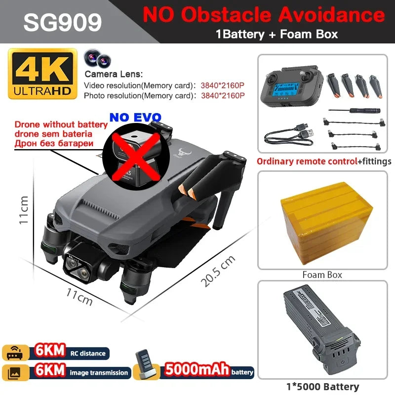 ZLL SG909 SG909MAX Professional Drone With 4K Camera 3-Axis Gimbal 5G 360 Obstacle Avoidance Touch Screen FPV Brushless RC Dron