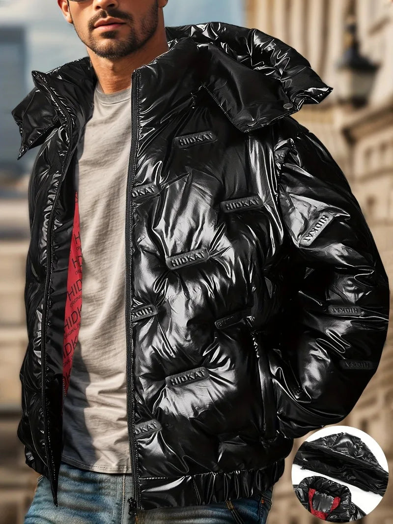 Men's Heavy-Duty Winter Jacket Cold Weather Outerwear with Full-Zip Closure Hooded Windproof Coat Men's Thermal Insulated Coat
