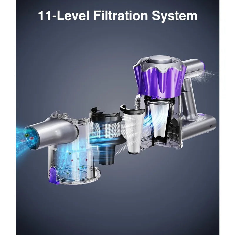 Cordless Vacuum Cleaner,450W 40Kpa Powerful Stick Vacuum,Up to 50Mins Rechargeable Battery,Vacuum Cleaners Anti-Tangled Handheld