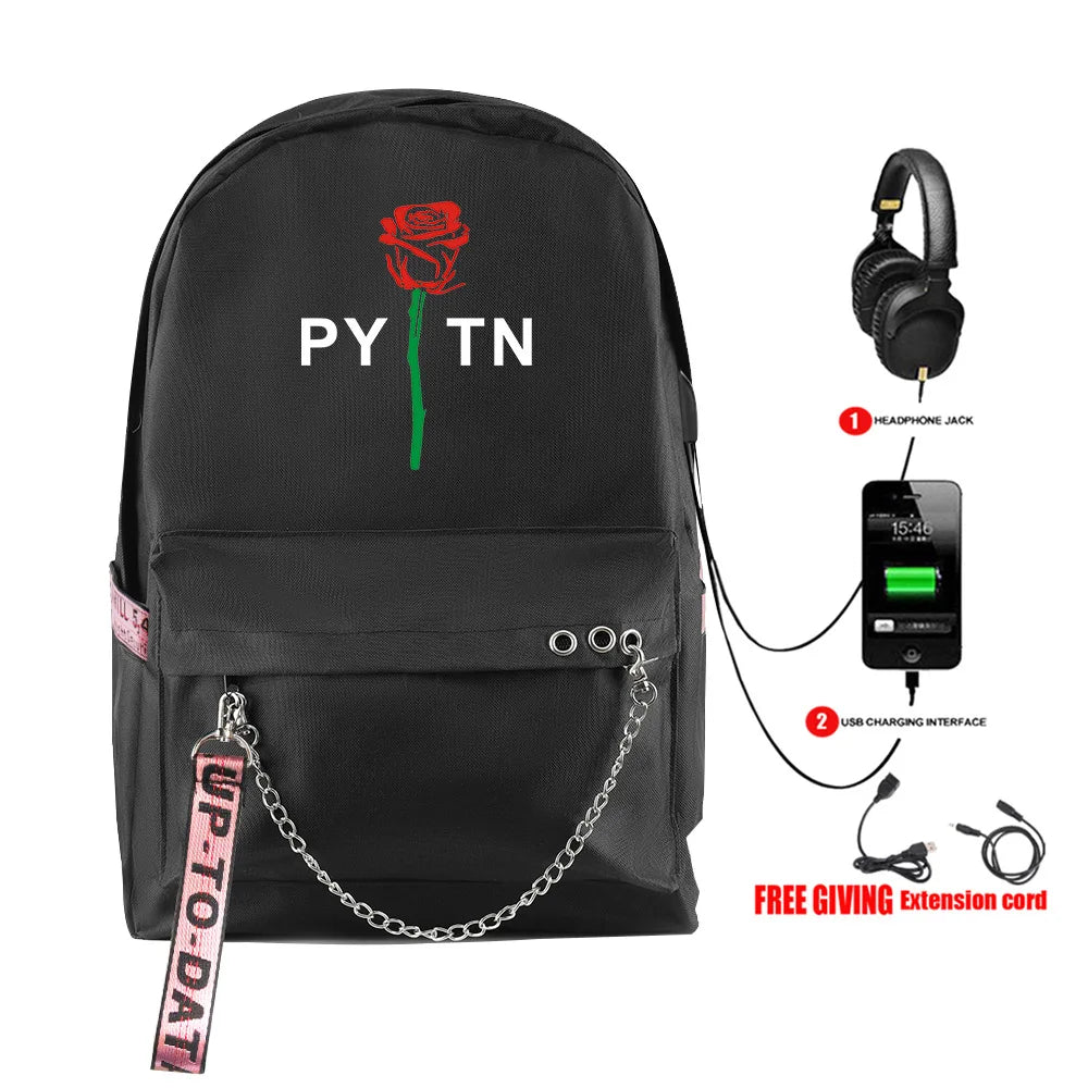 Cartoon Popular payton moormeier Student School Bags Unisex Print Oxford Waterproof Notebook Usb Rechargeable Travel Backpacks