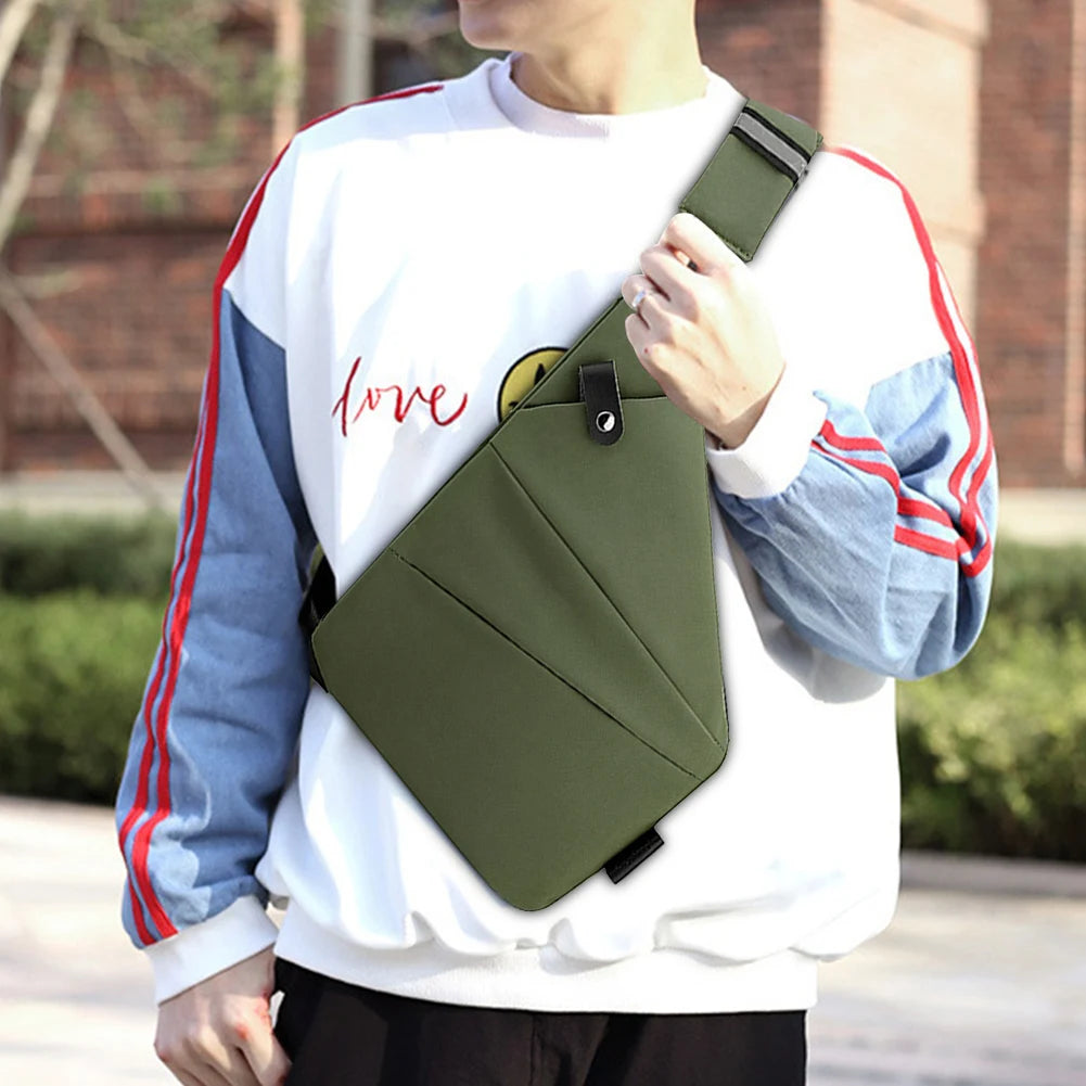 Mens Fashion Chest Bag Travel Crossbody Bag Large Capacity Simple Sling Bag Anti Theft Bag Adjustable Strap Waist Pack