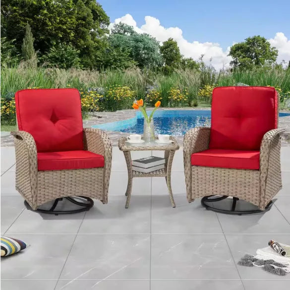 Wicker Patio Conversation Set with Cushions,Modern and chic bistro table set integrate with outdoor/indoor living space