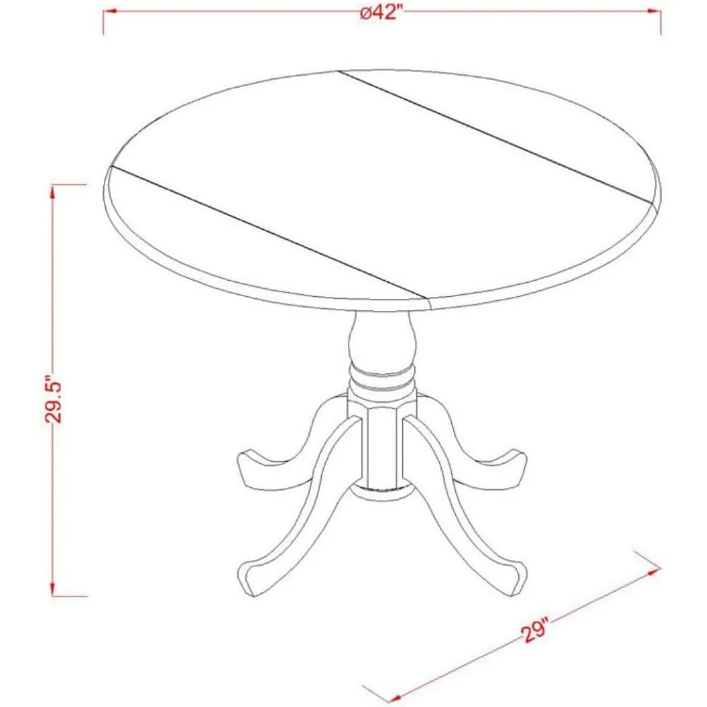 DLBR5-MAH-04 5 Piece Dining Room Furniture Set Includes a Round Dining Table with Dropleaf and 4 Light Tan Linen Fabric Upholst