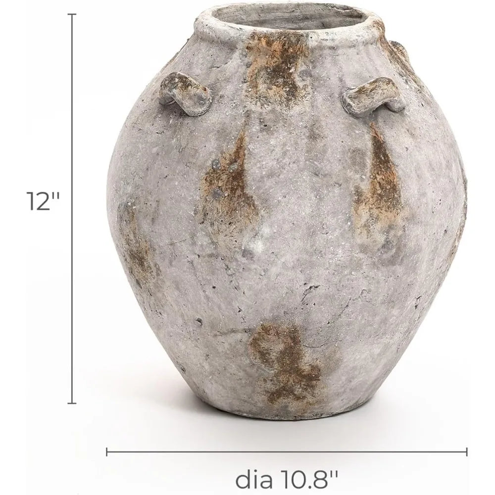 Ceramic Flower Vase12'' Mottled Brown and White Vase for Living Room Decor Jug Terracotta Vases with Handles Home Décor Accents