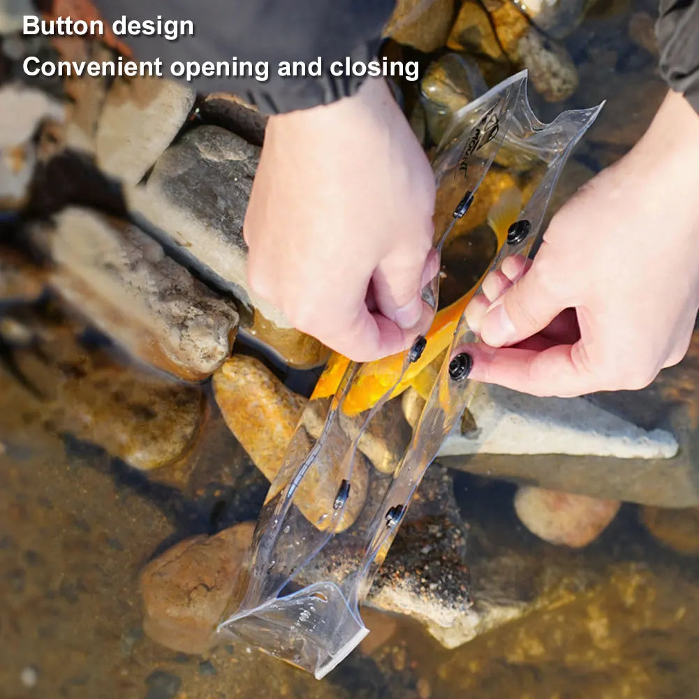 Foldable Fish Weigh Bag Clear UV Scale Folding Fish Storage Bag Snap Design Leakproof Fish Bag for Backpacking Hiking