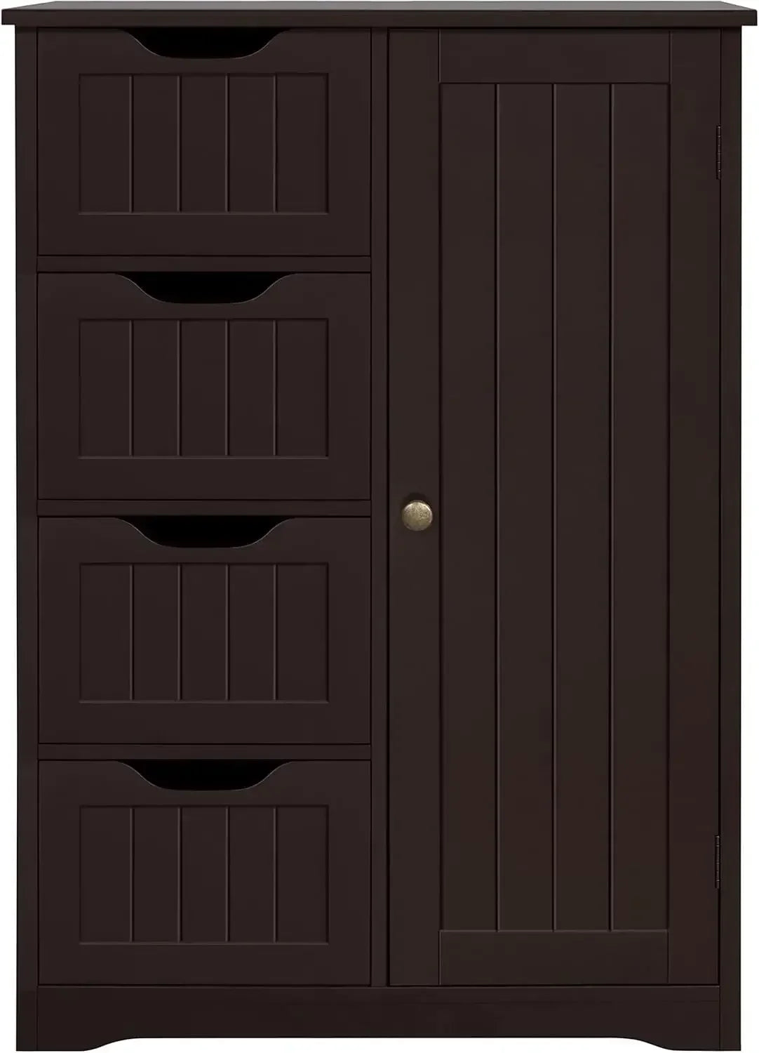 Freestanding Wooden Bathroom Storage Cabinet with 4 Drawers And 1 Cupboard Vanity Furniture for Bathroom Organization