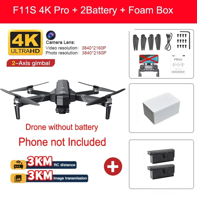 SJRC F11 Pro 4K F11s Pro 4K Camera Drone GPS 5G FPV HD 2 Axis Stabilized Gimbal EIS Professional Brushless Quadcopter RC Dron