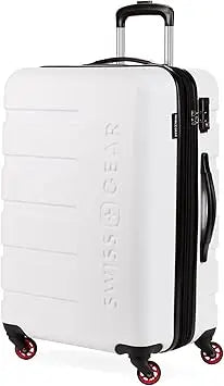 SwissGear 7366 Medium Expandable Hardshell Luggage with Spinner Wheels, White, 23-Inch