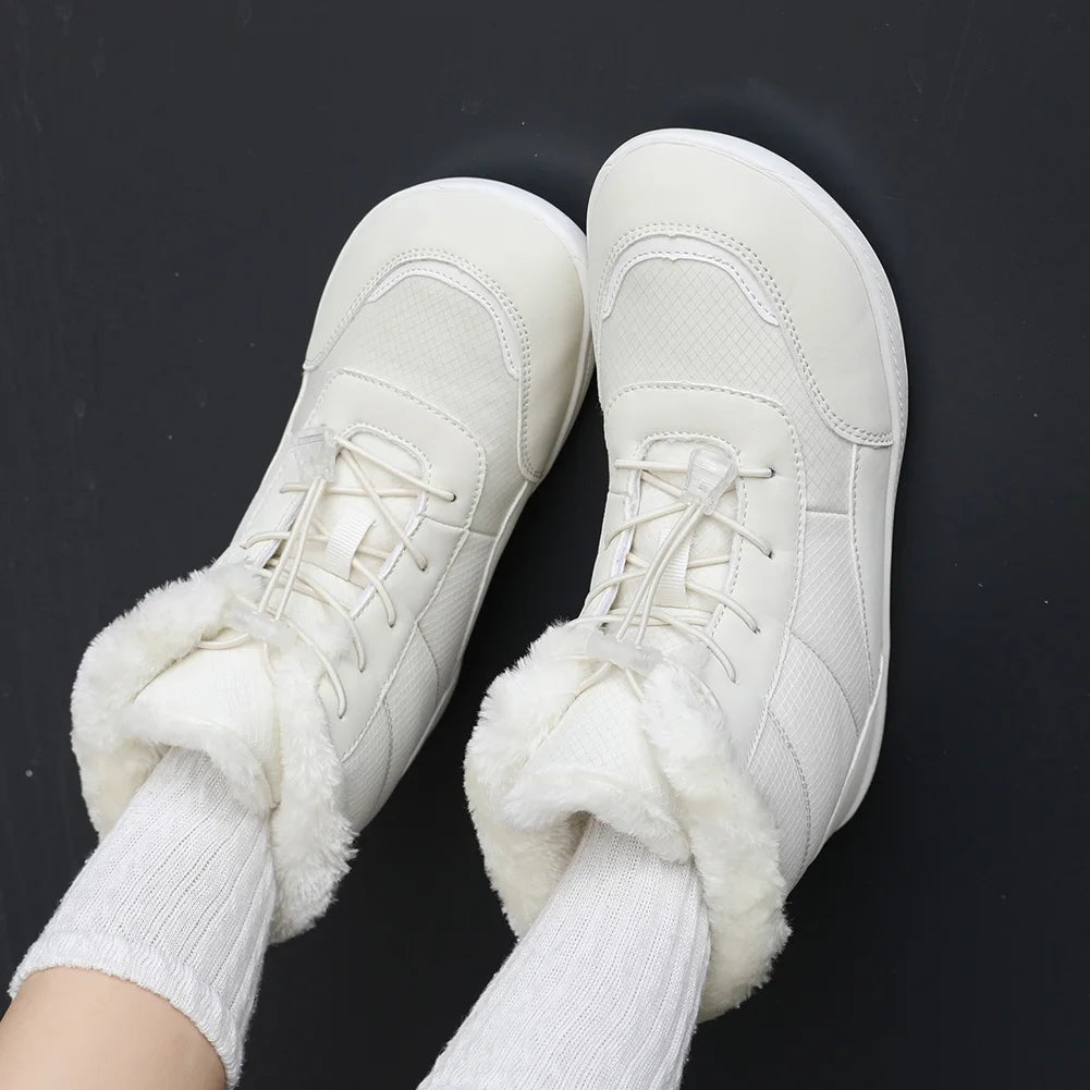 men's Barefoot Boots Fur Lined Ankle Booties Anti-Slip Walking Boots Wide Toe Box for Outdoor Hiking