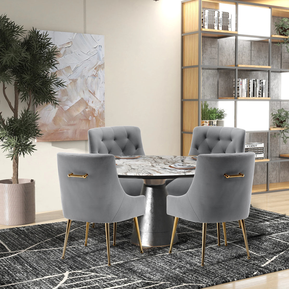 SEYNAR Modern Velvet Dining Chairs Set of 4, Tufted Upholstered Accent Chairs for Dining Room,Office Chair Vanity Chair