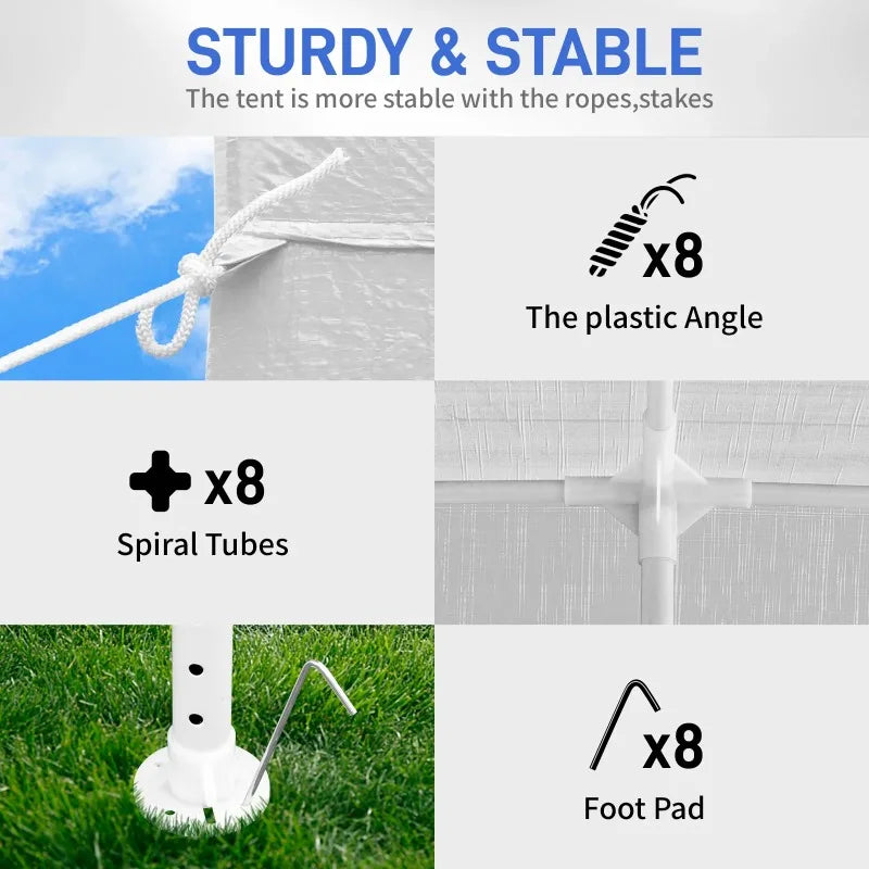 UBesGoo 10' x 30' Canopy Waterproof Party Tent Outdoor Tent 8 Sides White