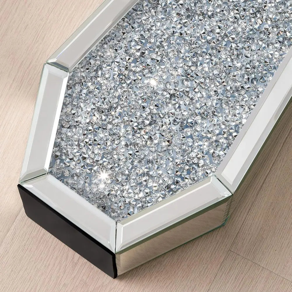 Large Crystal Glass Floor Vase with Crushed Diamond Mirror Effect, Silver Tall Decorative Vases for Living Room, Office, and Hom