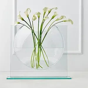 Z GALLERIE Clear Ellipse Vase for Centerpieces Home Decor, Cute Bookshelf Decor, Artistic and Cultural Glass Vases for Home Offi