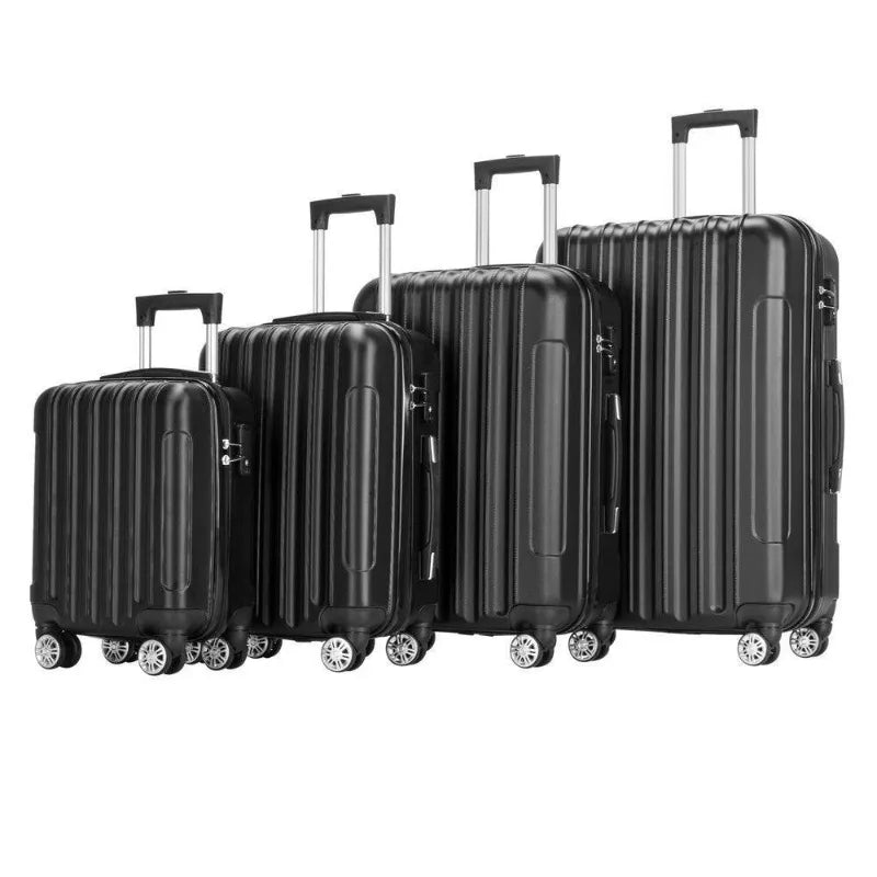 4 Piece Luggage Set Travel Lightweight Suitcases with Rolling Wheels Black