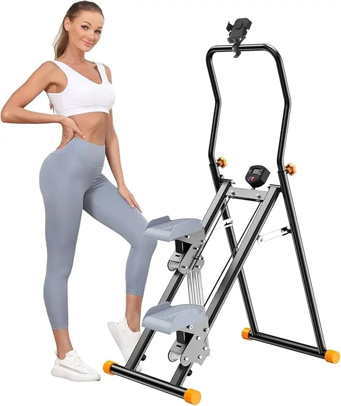 Home Cardio Exercise Vertical Climber: Upgraded Compact Stair Stepper with Adjustable Resistance for Full-Body Workouts