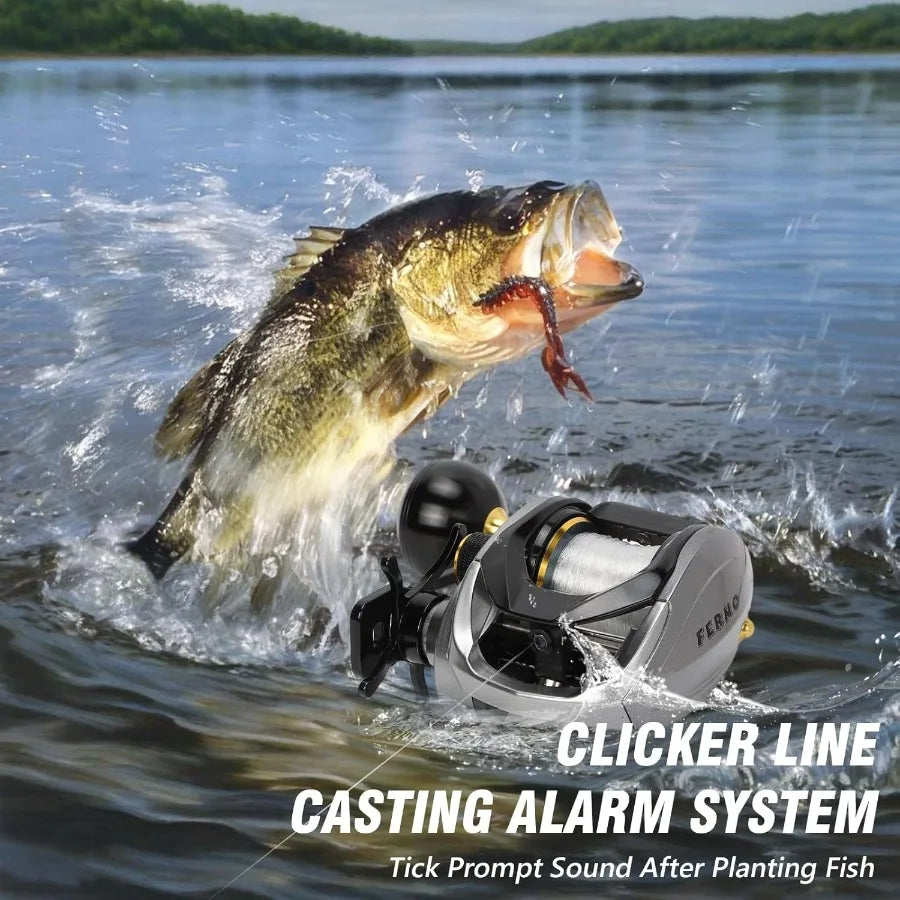 Baitcaster Reels with 6.4:1 Gear Ratio and 33 Lb Max Drag for Mandarin Fish and Sea Bass Featuring 8+1 Stainless Steel Bearings