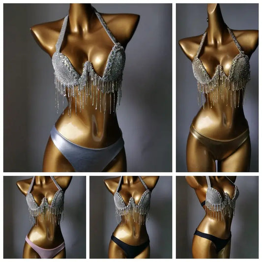 2023 newest crystal bikini swimwear fashion bar bikini blingbling swimwear bikini popular bathingsuit bikini