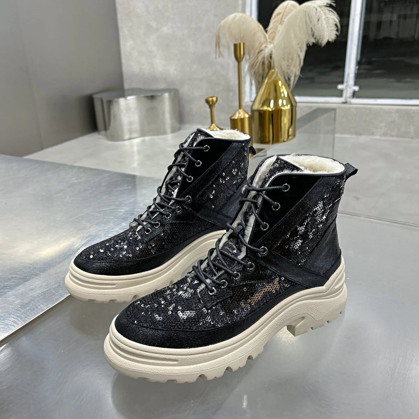 Snow Boots Women New Ladies Shoes Platform Shoes Woman Flat Keep Warm Boots Ladies Casual Plush Botas Mujer Winter Shoes Women