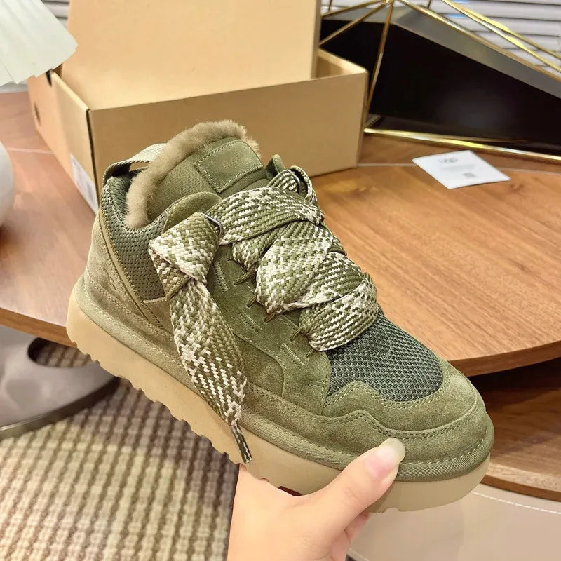 2026 Winter Women's Shoes Luxury Cotton Snow Boots Versatile Casual Shoes Unisex Thickened Plush Warm Non-Slip Ankle Boots