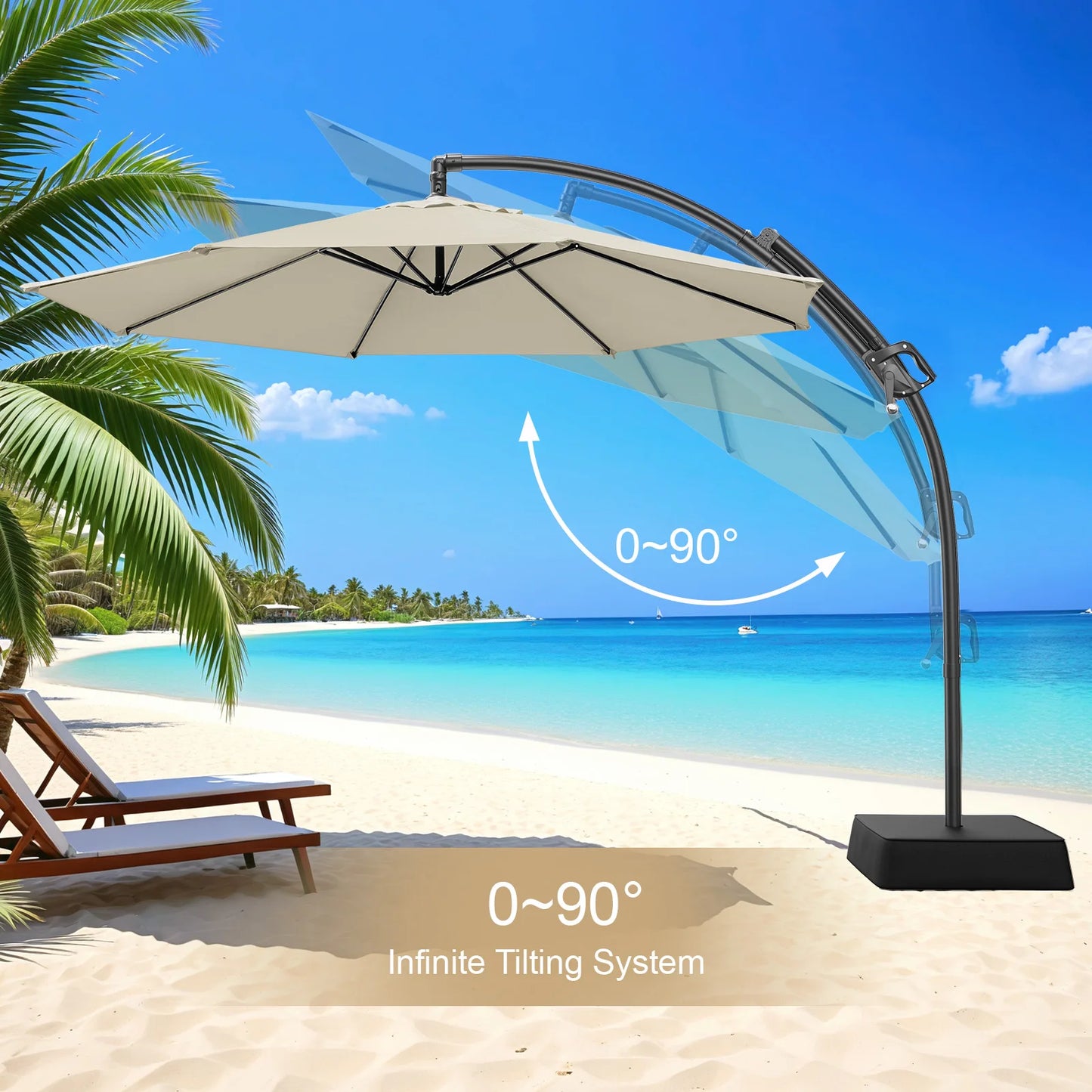Outdoor Patio Umbrella with Base Includeds, 10 FT Patio Umbrella with Stands Wind and Weather, 240G/M2, UPF50+