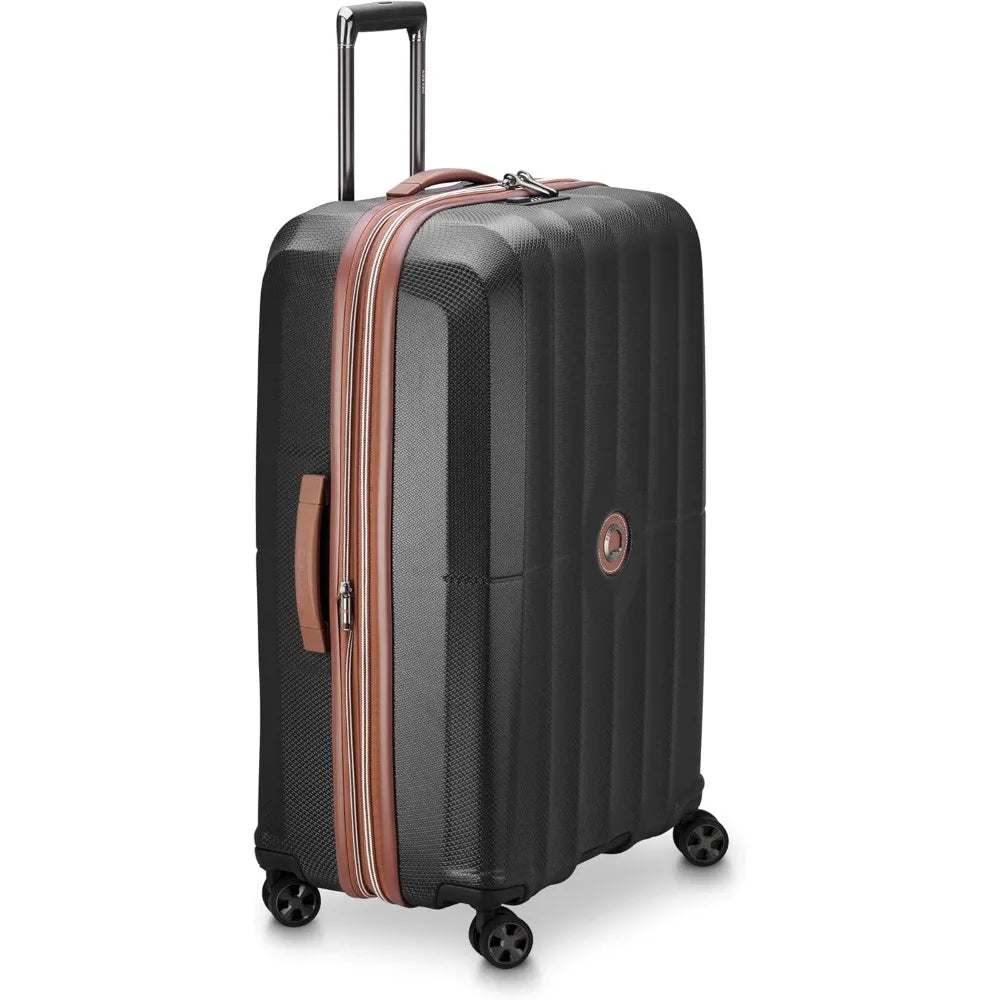 paris hardside expandable spinner luggage set, black, 3-piece (21/24/28)