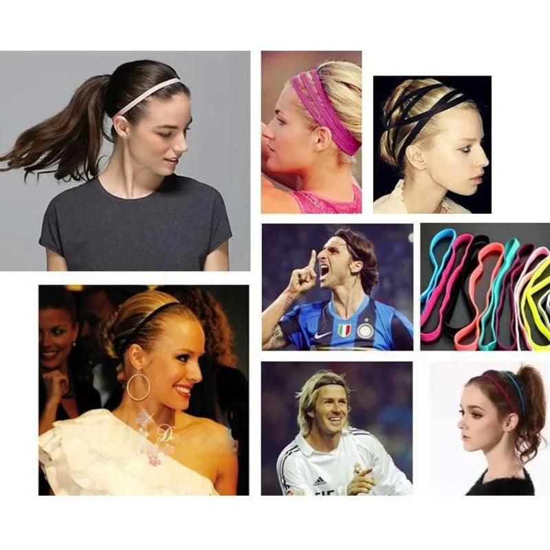 5Pcs Candy Color Women Men Yoga Hair Bands Sports Headband Girls Sport Anti-slip Elastic Rubber Sweatband Football Running