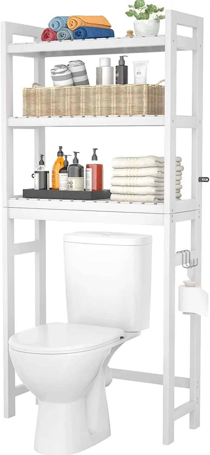 Over The Toilet Storage, Bamboo Over Toilet Bathroom Organizer Rack, Freestanding Bathroom Shelves Above Toilet Storage