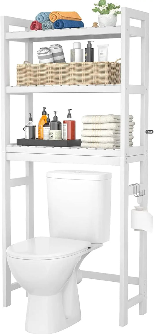 Over The Toilet Storage, Bamboo Over Toilet Bathroom Organizer Rack, Freestanding Bathroom Shelves Above Toilet Storage