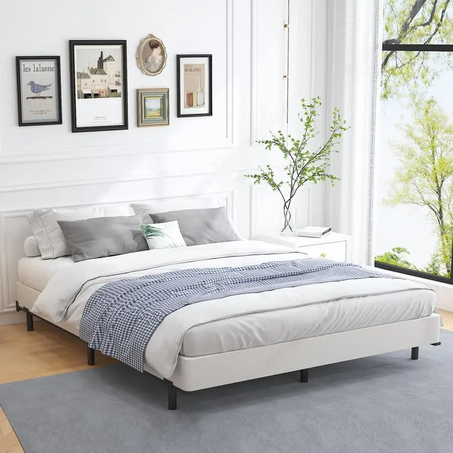 5 Inch California King Box Spring Bed Base, 3000 lbs Heavy Duty Metal Frame Mattress Foundation with Cover, Easy Assembly