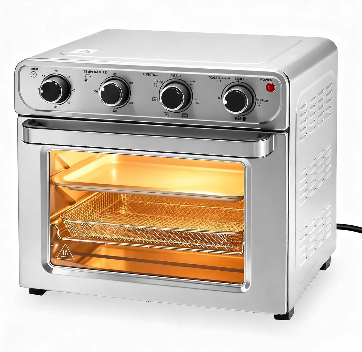 Air Fryer Toaster Oven Combo 26.4QT, 4-in-1 Convection Countertop Oven, Stainless Steel, 450°F, Includes 4 Accessories