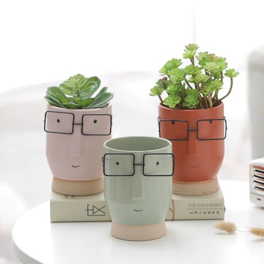 Nordic Ceramic Vase High Color Value Figure Sculpture Flower-arranging Creative Fleshy Flower Pot Home Living Room Ornaments