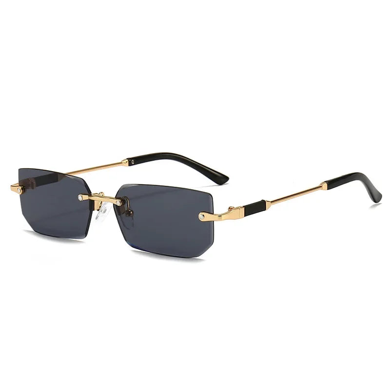 Fashion Rimless Rectangle Sunglasses Popular Women Men Shades Small Square Sun Glasses For Female Male Summer Traveling Oculos