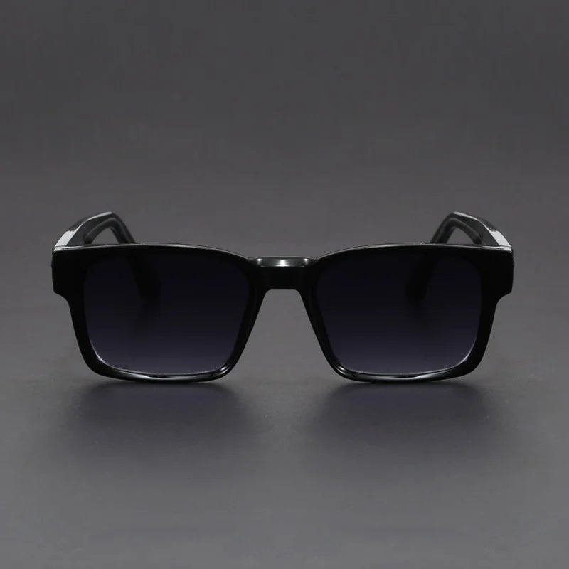 Fashionable Retro Square Black and Leopard Print Full Frame Anti-Uv Sunglasses for Men Japanese Simple Literary Style Shades