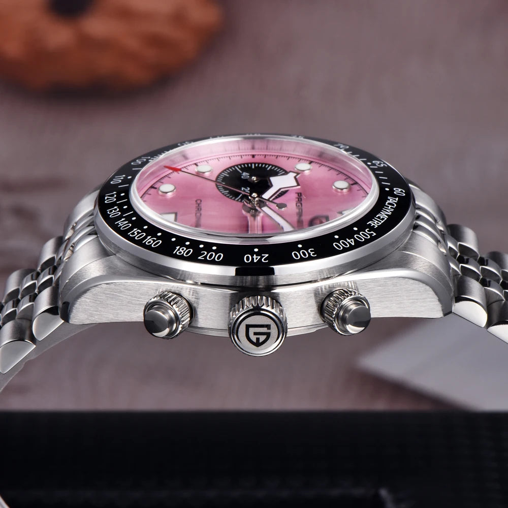 PAGANI DESIGN Men Watches New Pink BB Panda Dial Chronograph Fashion Luxury Quartz Watch For Men VK64 Movt Waterproof Watch 2026