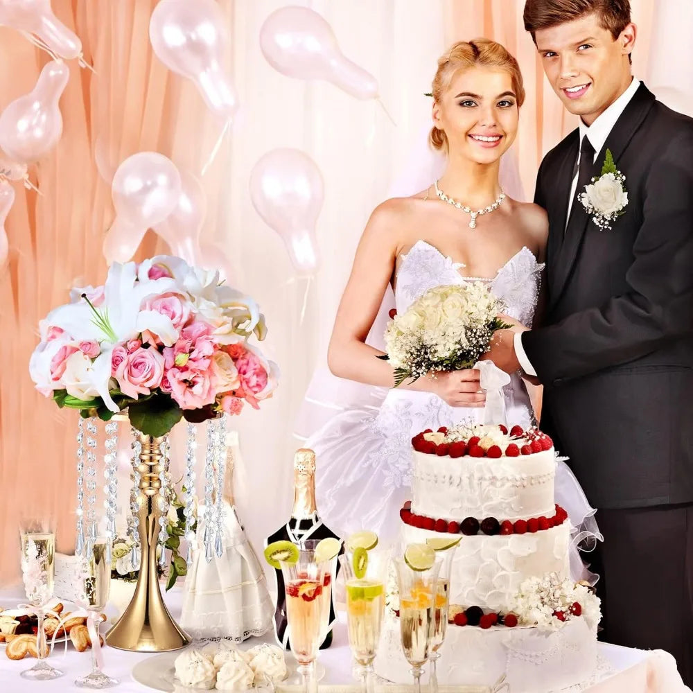 12-Pc Crystal Flower Stands, 13 Tall for Wedding Table Centerpieces, Floral Vase Arrangements