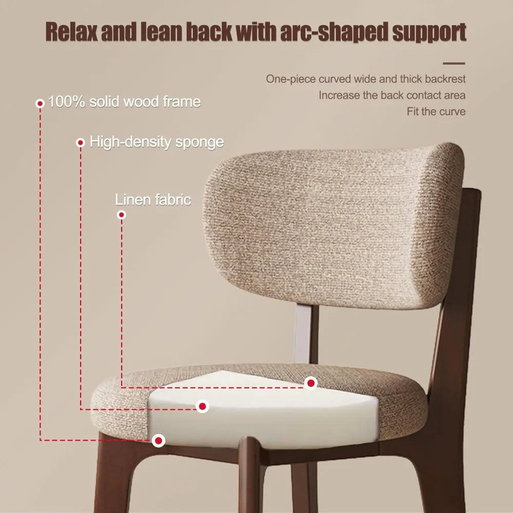 Wooden Dining Chairs Set of 2/4, Mid Century Modern Dining Chairs, Modern Fabric Thickening Upholstered Kitchen Side Chairs, Far