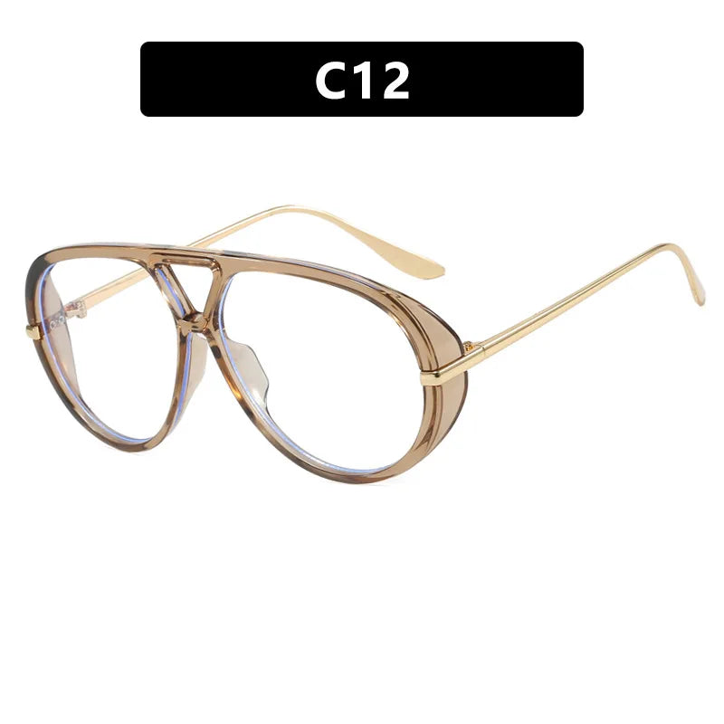 Fashion Punk Big Pilot Sunglasses New Women Luxury 2025 Oversized Double Bridge Hollow Black Yellow Glasses Ladies Metal Female