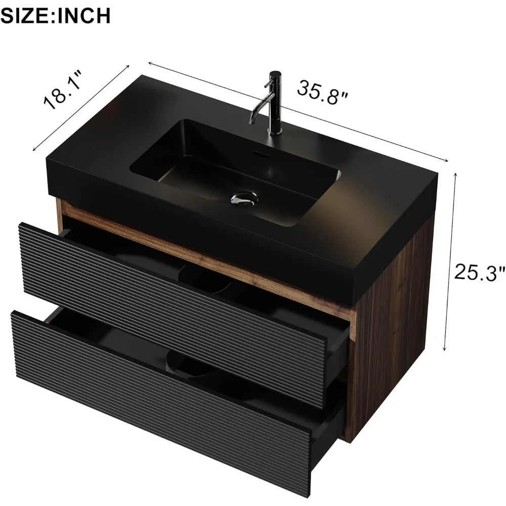 36" Floating Bathroom Vanity with Sink,Modern Wall-Mounted Bathroom Vanity with Ample Storage Sturdy Wood Frame, Luxury Cabinet