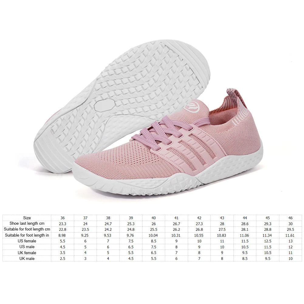 Unisex Wide Barefoot Shoes Breathable Wide Toe Cross Trainer Lightweight Trekking Shoes Mesh Running Sneakers for Outdoor Sports