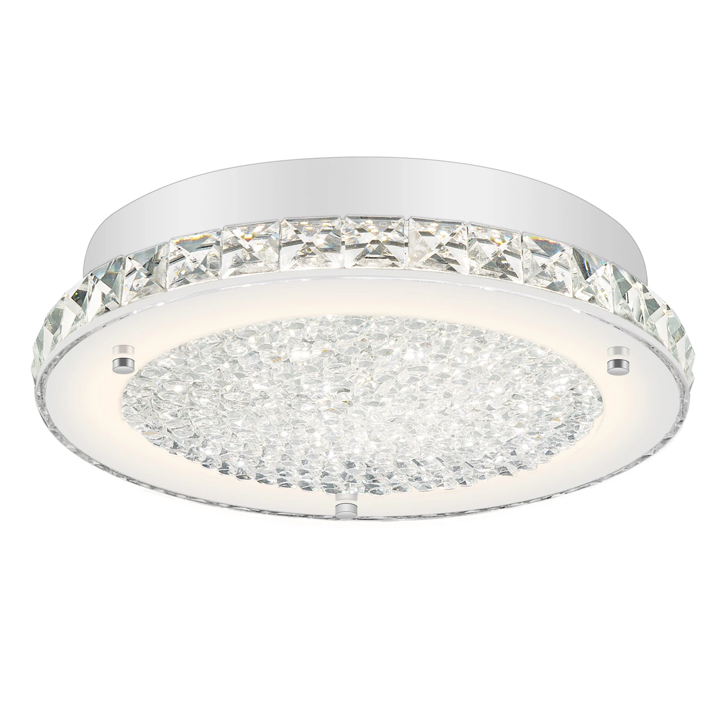 1pcs Modern  Crystal Ceiling Light 11in Circular Led 18w 4000k Living Room Bedroom Study Home Decor Lighting