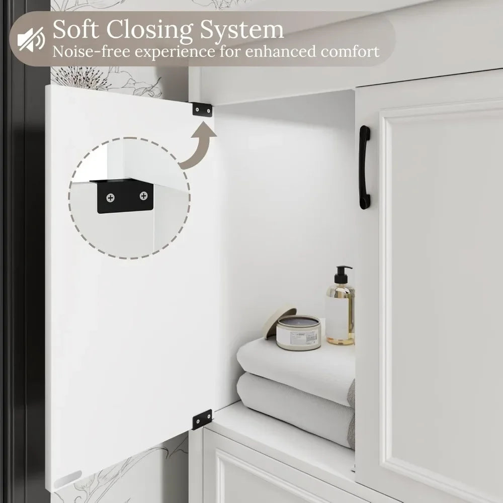 36 Inch Bathroom cabinet with Sink, Bathroom Sink Cabinet with 2 Doors, 4 Drawers, Ceramic Basin (No Faucet)