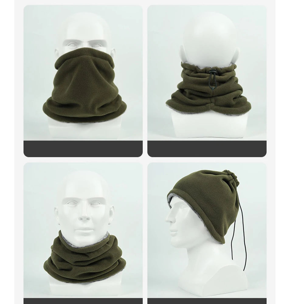 Winter Warm Neck Warmer Men Women Cycling Outdoor Hiking Skiing Fleece Mask Adjustable Drawstring Plush Soft Unisex Neck Gaiter